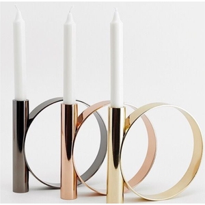 Bougeoir en métal noir minimaliste nordique, support de bougie conique géométrique circulaire pour centre de table de mariage, décoration moderne pour la maison - Product Image 4