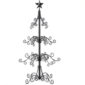 Nouvel arrivage de paravent de noël en métal, arbre de présentation avec finition noire, ornement d'arbre de noël pour la décoration intérieure de la maison