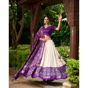 Tussar soie semi-cousu Lehenga Choli ensemble avec chemisier de créateur fantaisie pour la fête de mariage porter des femmes tenue ethnique indienne - Product Image 1