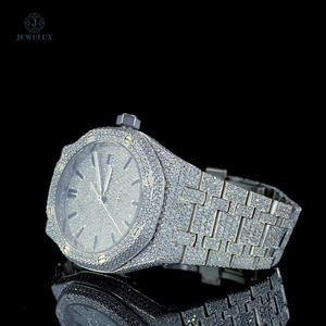 Reloj de Lujo de Alta Calidad, Estilo Hip Hop, con Incrustaciones de Moissanita, Cristal de Zafiro Hecho a Mano, Analógico, Personalizado, de Acero Inoxidable - Product Image 4