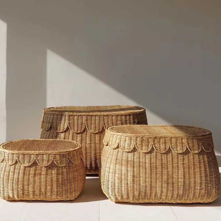 Best Selling 2024 Round Wicker FLORA Rattan Baskets with Lid