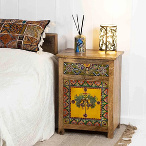 ตู้ไม้ลายนกยูงทาสีด้วยมือเฟอร์นิเจอร์สไตล์อินเดียสำหรับห้องนอนบ้านห้องนั่งเล่นโรงแรมวิลล่าใช้ - Product Image 5