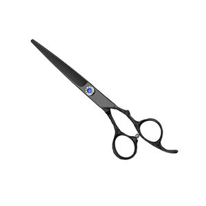 Ciseaux de coiffeur à cheveux enduits noirs ciseaux de coupe de cheveux de beauté en acier inoxydable avec vis fantaisie avec étui à fermeture éclair - Product Image 1