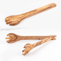 Grandes pinces à salade artisanales en bois d'olivier, écologiques, ensemble pour la préparation de salades, compatibles micro-ondes et four, ArtisRaw