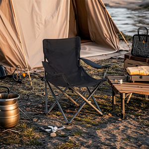 Ghế xếp dã ngoại HOMFUL, ghế bãi biển bằng kim loại, ghế cắm trại có giá để cốc - Product Image 6