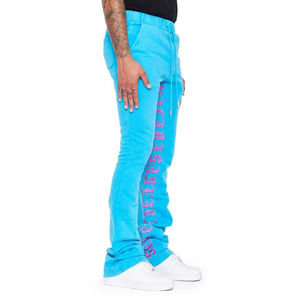 Nuevos pantalones vaqueros rasgados Retro personalizados, pantalones Cargo rectos para hombre, pantalones acampanados de gran tamaño, pantalones de chándal holgados de algodón 100% para hombre - Product Image 3