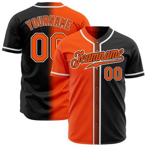 Camiseta de Béisbol de Alta Calidad, Superventas, Personalizada para Equipos, Negra, Naranja y Blanca, Auténtica, con Degradado, a la Moda - Product Image 1