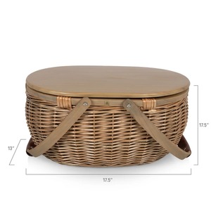 Rattan picnic <b>basket</b> with wooden lid Handmade <b>Storage</b> <b>Basket</b> Wholesale eco-friendly Made in Viet Nam - Product Image 2