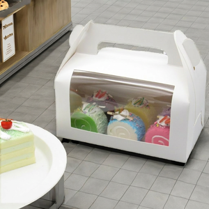Bakery Box Paperboard Rigid With Window Handle Sponge Lining Custom Logo For Cupcake Candy Cookie Pastry - Product Image 1