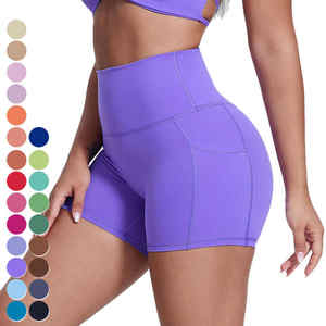 Pantalones cortos deportivos de cintura alta para mujer, a prueba de sentadillas, diseño sin costuras, cierre de cintura elástica, patrón sólido, ropa deportiva de entrenamiento - Product Image 5