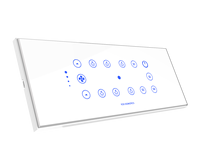 Interrupteurs muraux intelligents Fox Domotics 6 voies à intensité variable, finition verre tactile, indice de protection IP40, écologiques, 12A, compatibles Wi-Fi pour maison connectée