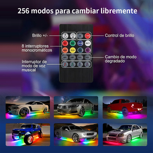 Kit Luci Auto Neon Impermeabili 4 Pezzi 2 X 120 cm & 2 X 90 cm Sorgente LED WS2812B Tipo PCB Nero Controllo App - Product Image 2
