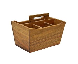 New Arrival Mango Wood Table Top Serving Caddy with 4 Compartments Design <b>Storage</b> Holders & Racks - Product Image 1