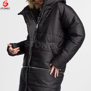 OEM moda personalizada poliéster algodón a prueba de viento abajo invierno Puffer abrigo largo acolchado chaqueta para las mujeres - Product Image 2