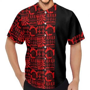 Sublimación Simple Casual deportes botón abajo para hombres camiseta uniforme de béisbol polinesio Tribal samoano Hawaiano estampado personalizado - Product Image 5