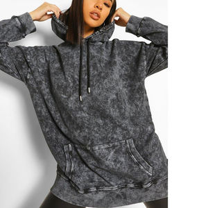 Sudadera con capucha lavada con ácido de gran tamaño para hombres y mujeres Sudadera vintage de moda con cremallera bordada para parejas de invierno - Product Image 3