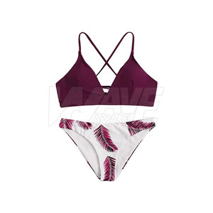 Le Pakistan a fait des ensembles de bikini pour femmes confortables nouveauté coupe haute bas coupe haute lettre motif prix bon marché - Product Image 1