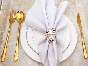 แหวนผ้าเช็ดปากรูปแมลงปอสีทองสำหรับรับประทานอาหารโรงแรมทำจากโลหะสีเงินออกแบบได้ตามที่ต้องการ - Product Image 2