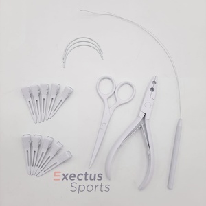 White Stainless Steel High Quality Hair Extension <b>Pliers</b> Tools Kit <b>Set</b> With Clips, Needle, Scissor and Tape in <b>plier</b> - Product Image 4