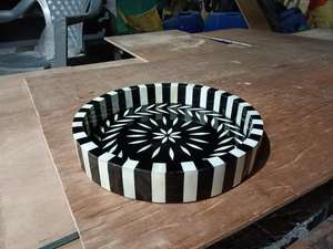 Bandeja de mesa de cena con forma de rectángulo redondo Vintage, resina de alta calidad y incrustaciones de hueso de Flora, platos para servir, ágata, diseño atractivo - Product Image 3