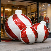 Boule décorative gonflable géante de Noël, boule miroir gonflable brillante en forme de canne à sucre, grande boule de Noël gonflable brillante
