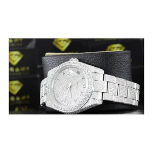 트렌디한 디자인 스테인레스 스틸 자동 아이스 아웃 VVS 선명도 모이사나이트 다이아몬드 박힌 손목 시계 좋은 가격에 가능
