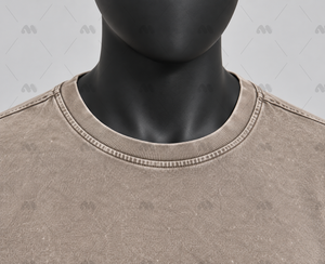High Quality <b>Men's</b> Luxury 100% Cotton Chinese Style Print Heavyweight Oversized T-Shirt with Turtleneck Collar - Product Image 5