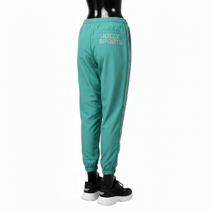 Pantalon coupe-vent pour femme Tissu en polyester micro-tissé de qualité supérieure Couleur sarcelle Panneau en strass Logo personnalisé Pantalon pour femme - Product Image 5