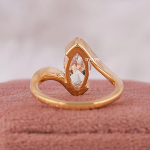 แหวนหมั้นเพชรทรงมาร์คีส์ 3 กะรัต รับรองโดย IGI ผลิตจากเพชรเลี้ยงในห้องปฏิบัติการ ตัวเรือนทองคำแท้ 18K ความใส VVS สี F สำหรับงานแต่งงาน แบบครึ่งกรอบ - Product Image 5