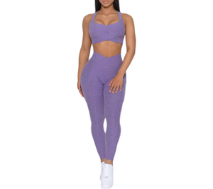 Activewear suave elástico mallas de cintura alta mujeres fitness deportes secado rápido traje de yoga diseño único - Product Image 3