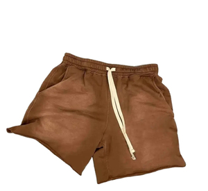 Short en coton vintage de haute qualité pour hommes, logo personnalisé, délavé à l'acide, délavé au soleil, taille moyenne, style décontracté, couleur unie - Product Image 3