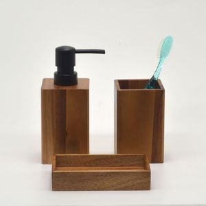 Ensembles d'accessoires de salle de bain en bois émaillé imprimé pour la décoration Ensemble de salle de bain de luxe pour la maison ou l'hôtel - Product Image 2
