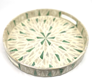 Bandeja de mosaico de nácar hecha a mano, bandeja de servicio de lacado vietnamita de lujo | Elegante decoración decorativa con incrustaciones de concha para el hogar - Product Image 3