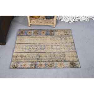 Alfombra turca de área grande Vintage 260x320 cm Beige azul Patchwork diseño abstracto lana Material látex para habitación de adolescentes alfombra - Product Image 3