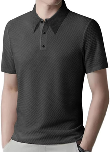 T-shirt pour homme en tricot brodé à motif uni, haute qualité, vente en gros, toucher frais, personnalisable, respirant - Product Image 5