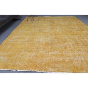 พรมวินเทจขนาดใหญ่ 8.1x11.2 ฟุต (246x341 ซม.) พรมลายแอ็บสแตรกสีเหลืองสไตล์ตุรกี - Product Image 3