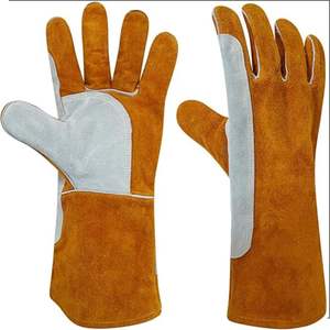 Gants de travail en cuir de vache fendu de haute qualité de taille XL Protecteur thermique antidérapant pour la protection thermique à usage général de construction - Product Image 1