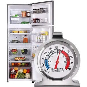 Thermomètre de réfrigérateur, thermomètre de réfrigérateur classique grand cadran avec indicateur rouge thermomètre pour réfrigérateur de congélateur