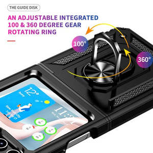 เคส Samsung Galaxy Z Flip5 พรีเมียมพร้อมขาตั้งแบบวงแหวนและแม่เหล็ก - Product Image 3