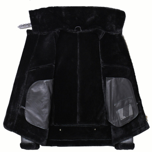 Veste en cuir d'agneau pour homme, style motard, décontractée, fourrure, mode, bombardier, cuir véritable, veste pour homme, OEM - Product Image 3