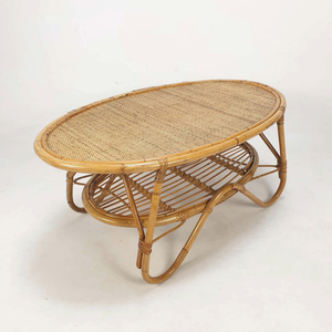 Mesa de centro redonda de ratán natural Muebles de sala de estar tejidos a mano Diseño moderno ecológico - Product Image 5