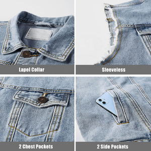 Premium nuevo diseño OEM de alta calidad Retro hombres Chaleco de mezclilla delgado sin mangas Jean transpirable Casual Denim hombre Jeans chaleco 2025 - Product Image 3