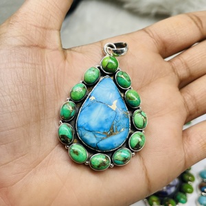 Pendentif en argent sterling 925 pendentif turquoise naturelle en argent sterling beau pendentif mode pendentif idées cadeaux - Product Image 4