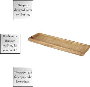 Mango Wood Long Natural Acacia Wood Serving Tray Handmade Decorative Platter Custom Size Natural Wood Color - Product Image 2