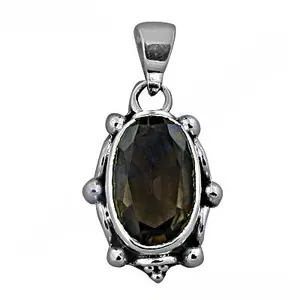 Pendentif en argent 925 avec quartz fumé pour femmes, bijoux en pierres précieuses en or rose faits à la main avec placage en rhodium et caractéristiques de charme - Product Image 1