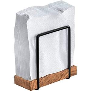 Porte-serviettes en bambou vintage avec base en bois et acier pour la maison et la table de fête rangement cuisine salle à manger décor - Product Image 1
