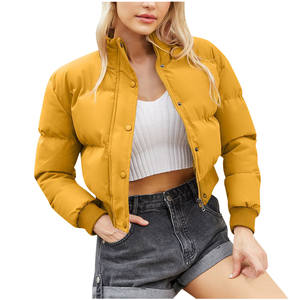 2025 tendencia Mujer dos tonos Casual cuello mujer chaqueta acolchada venta al por mayor chaquetas de bombardero para mujeres de talla grande - Product Image 1
