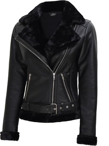 Chaqueta de Motociclista de Cuero Genuino para Mujer al por Mayor, Transpirable, con Forro Interior de Piel, Elegante, de Alta Calidad, con Cremallera - Product Image 4