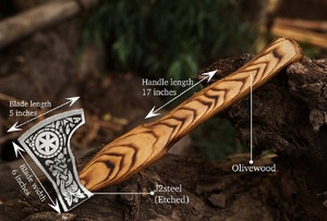 Wholesale Customized High Quality OEM ODM Service Handmade Damascus Steel Industrial <b>Axe</b> Fine Leather Sheath Ash Wood <b>Handle</b> - Product Image 2