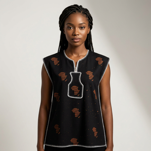 Robe longue en lin brodée à la main pour femmes, respirante, style bohème, avec fentes latérales - Product Image 2